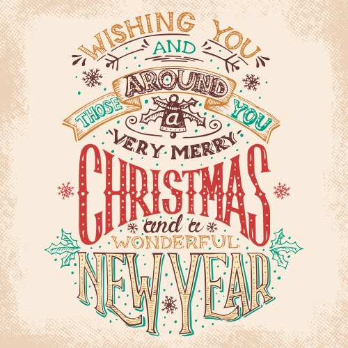 Christmas and new year hand lettering vector image