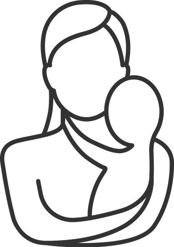 Mother holding newborn baby linear icon vector image