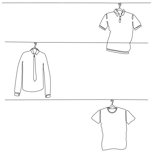 Continuous line drawing mens clothing set vector image