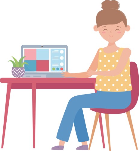 Stay at home online education teacher vector image