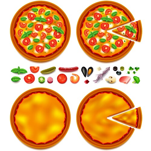 Pizza ingredients constructor top view vector image