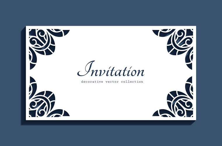 Wedding card with lace corner decoration vector image