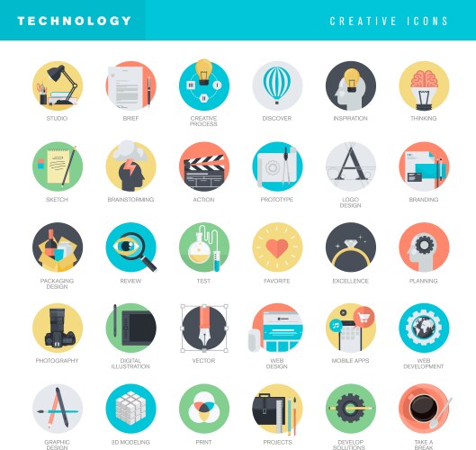 Flat design icons for graphic and web vector image