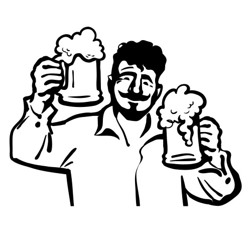 man with two beer mugs vector image