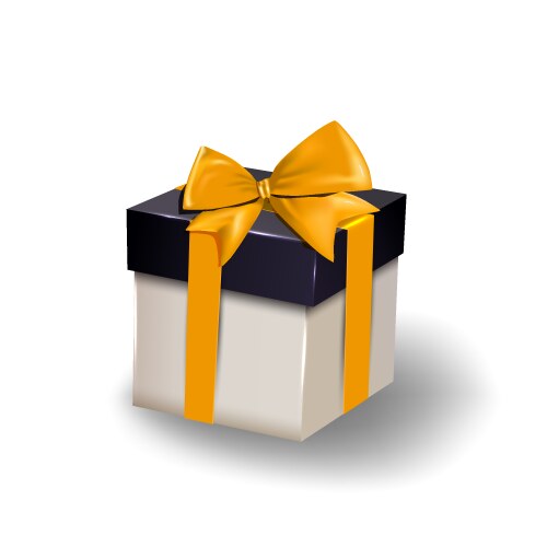 Black gift box with gold bow vector image