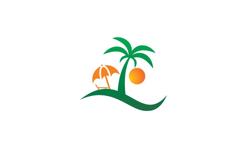 Palm tree beach holiday logo vector image