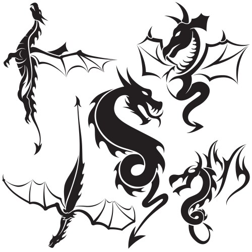 Tattoo dragons vector image