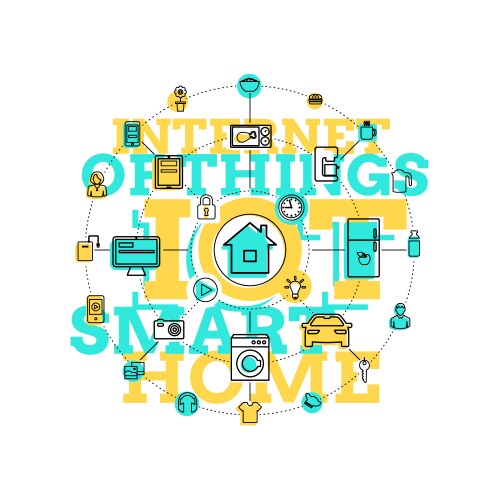 Smart home and internet of things line art vector image