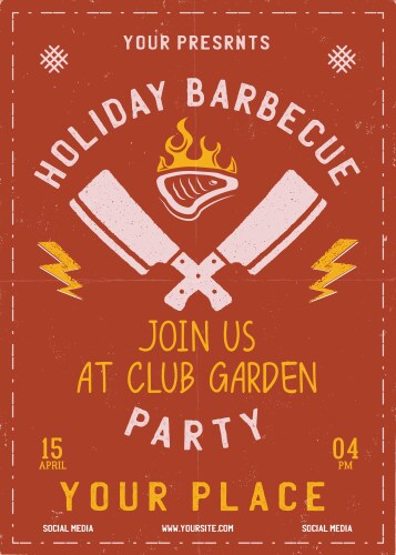 holiday barbecue party flyer bbq poster template vector image