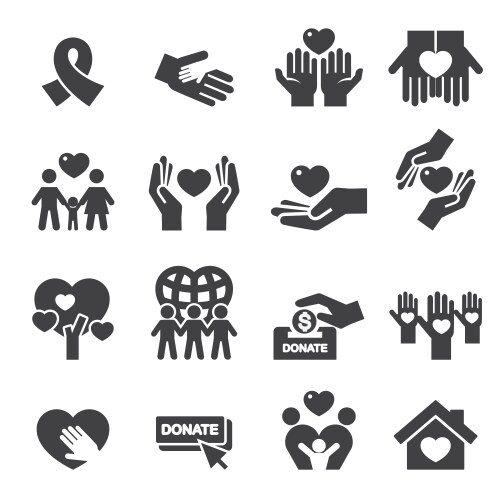 Charity silhouette icons vector image