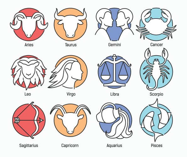 Collection of zodiac signs isolated on white vector image