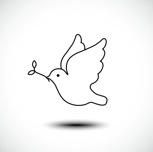 Peace dove with olive branch line icon vector image