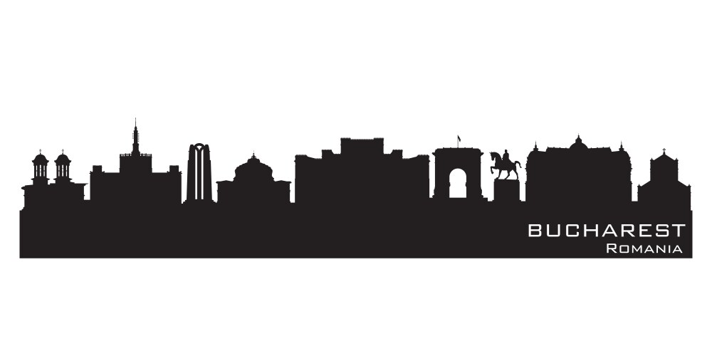 Bucharest romania city skyline silhouette vector image