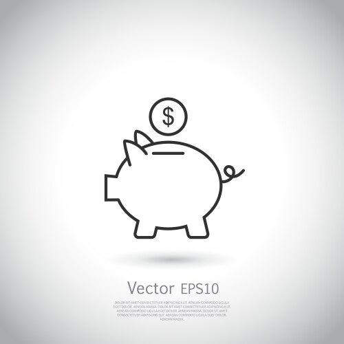 Piggy bank and dollar coin icon vector image