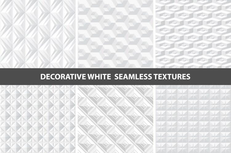 White decorative seamless 3d geometric textures vector image