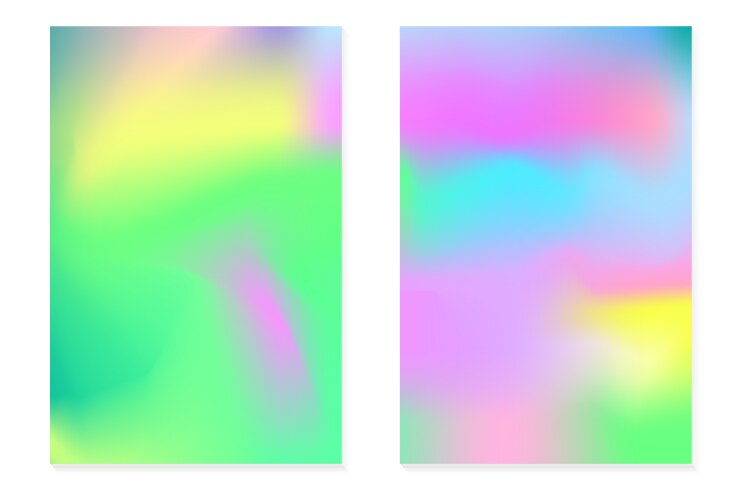 Gradient hologram backgrounds set of colorful vector image