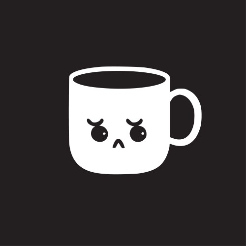 Mug - black and white vector image