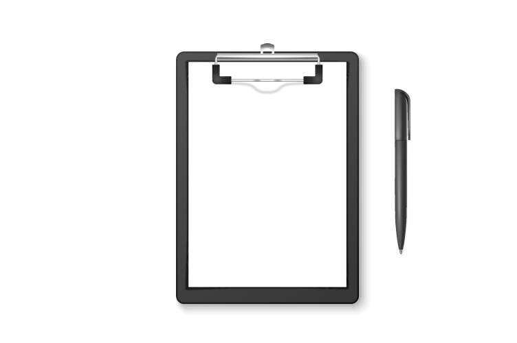 3d realistic black clipboard with blank vector image