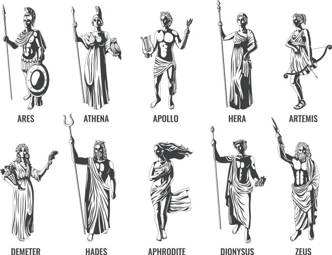 Greek gods set vector image