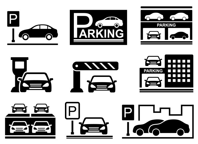 car on parking icons vector image