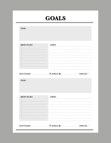 Goal planner template vector image