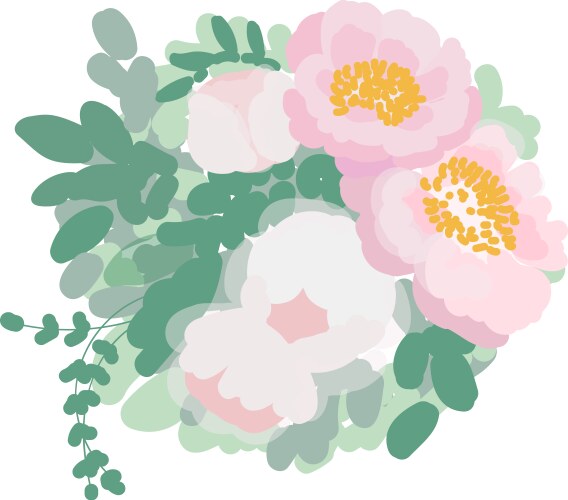 romantic wedding bouquet of peonies and green vector image