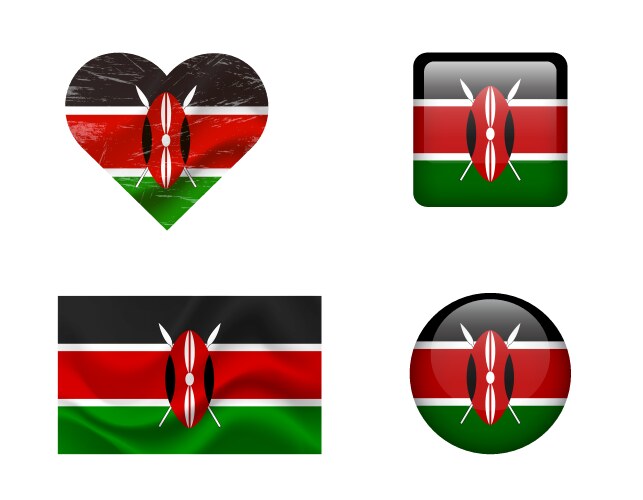 Kenya flag set of icons symbol vector image