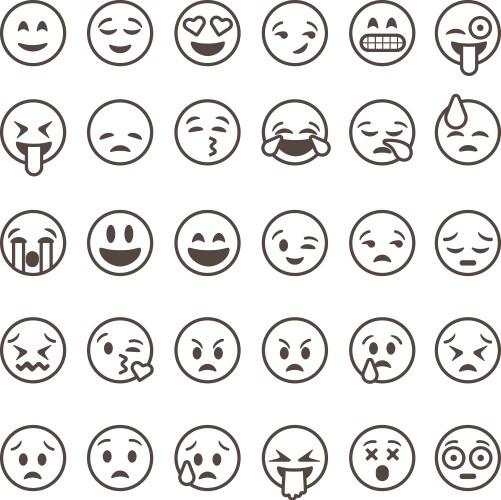 Set of outline emoticons emoji isolated vector image