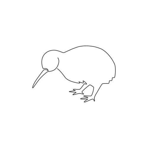 One single line drawing cute kiwi animal vector image