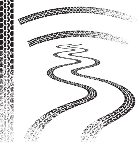 Set of high quality grunged tire tracks vector image