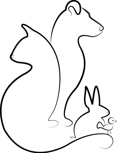 cat dog rabbit and bird silhouettes logo vector image