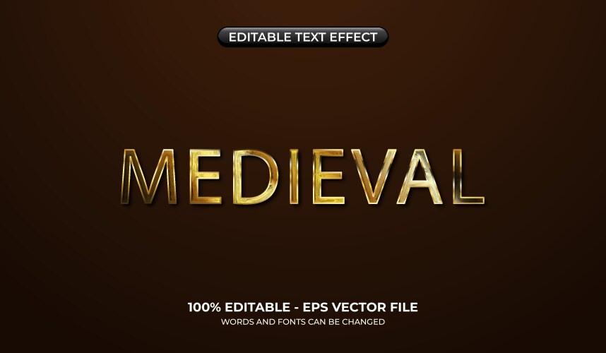 Golden medieval text effect realistic glory vector image