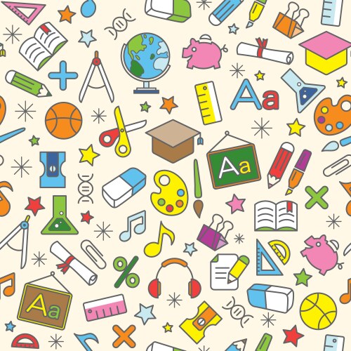 Education icons seamless pattern background vector image