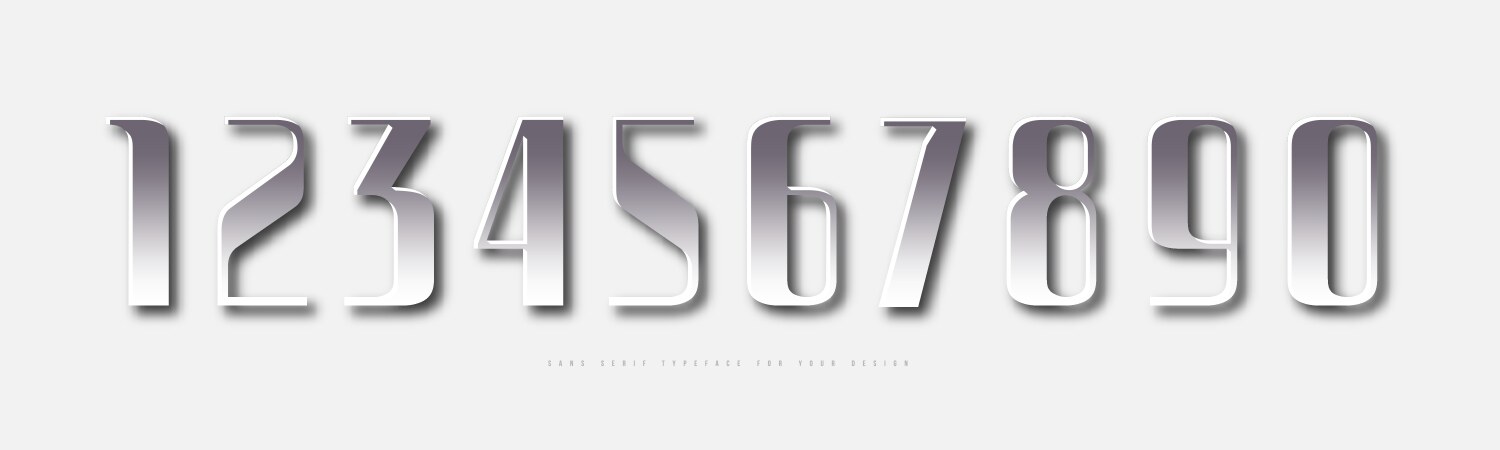 Silver colored and metal chrome narrow numbers vector image