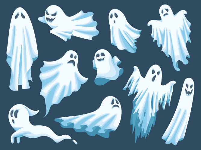 Cartoon ghost spooky halloween spirit vector image