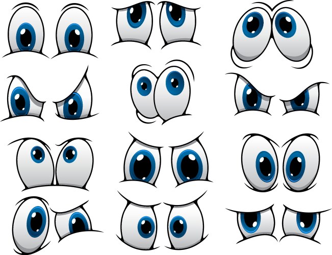 Funny cartoon eyes set vector image