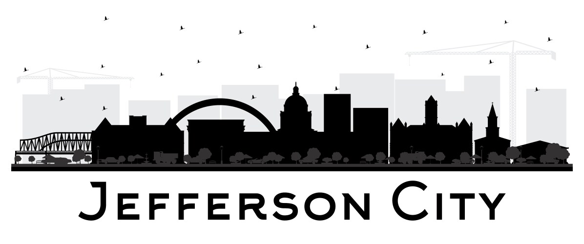 Jefferson city missouri skyline silhouette vector image