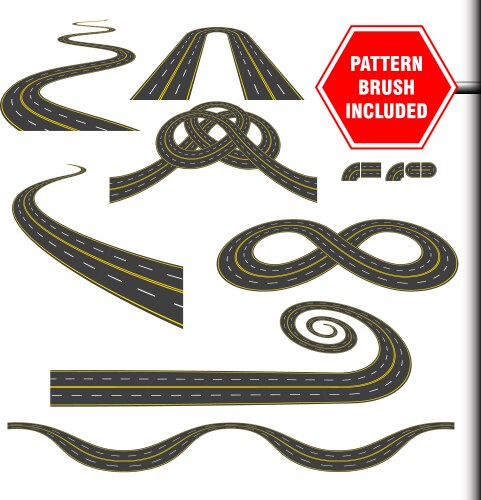 Road curves perspectives turns twists loops vector image