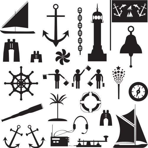 sailboat symbol set vector image