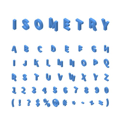 Blue isometric font isolated on white vector image