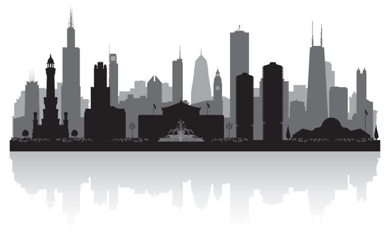 chicago illinois city skyline silhouette vector image