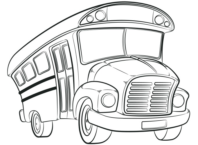 Sketch university school bus academy truck vector image