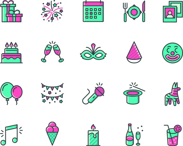 Holiday festival and party icon set in colored vector image