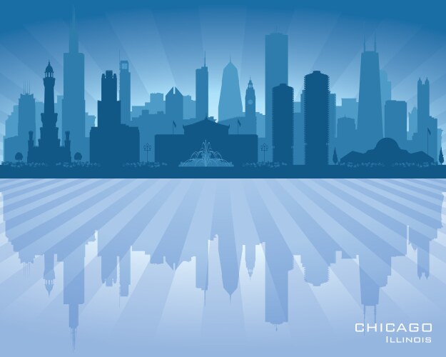 chicago illinois city skyline silhouette vector image