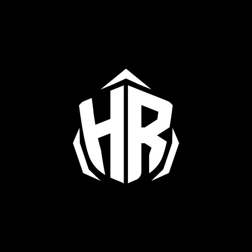 Hr monogram shield shape style vector image