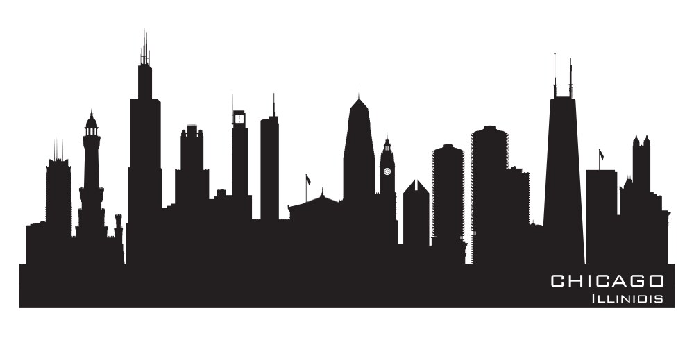 chicago illinois city skyline silhouette vector image