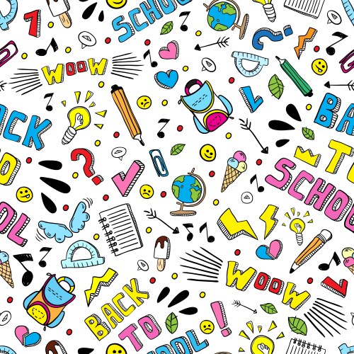 back to school funny seamless pattern vector image