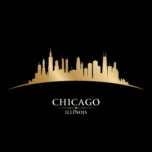 chicago illinois city silhouette black background vector image