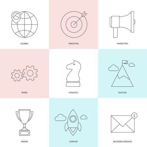 Start up outline icons vector image