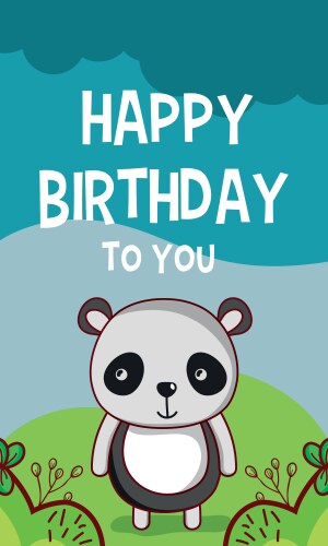 Happy birthday to you panda cartoon vector image